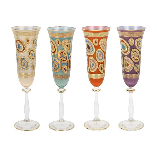 Vietri Regalia Assorted Champagne Glasses - Set of 4