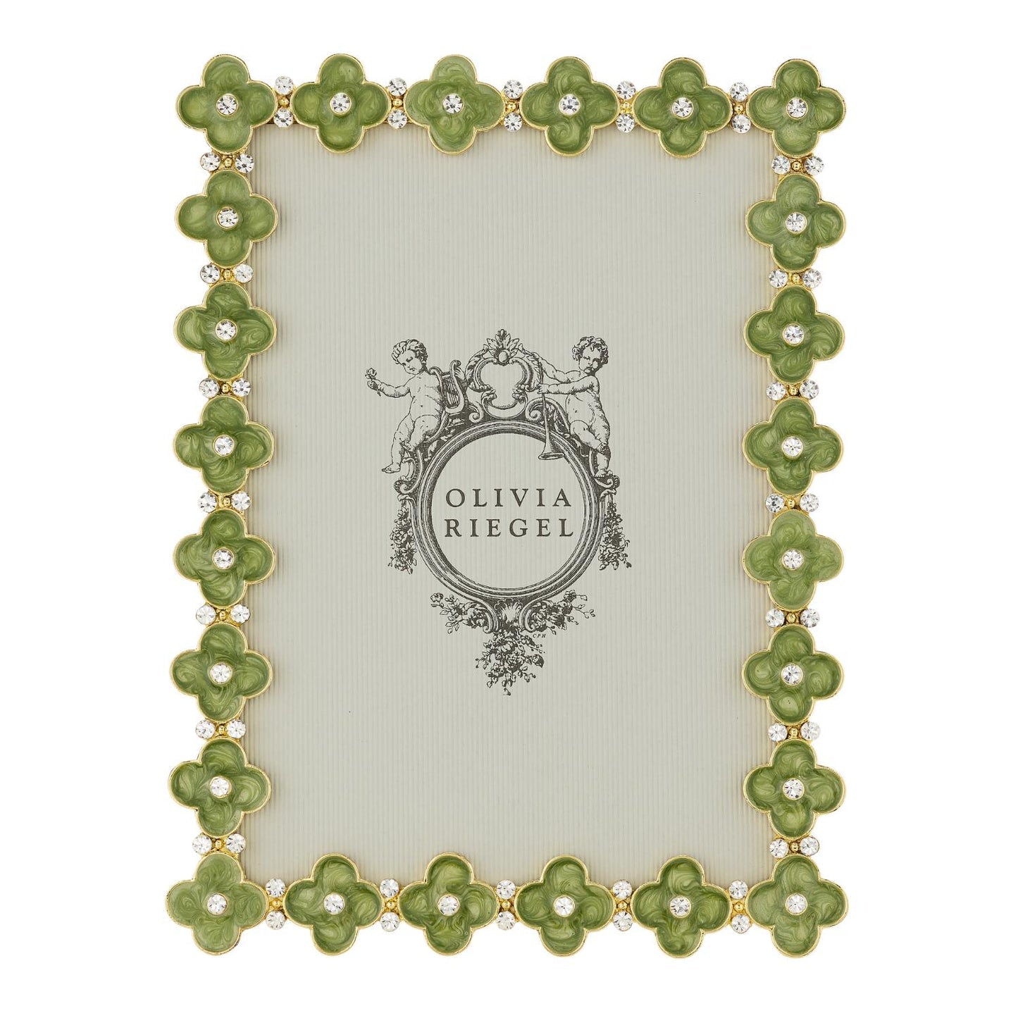Olivia Riegel Gold Celedon Enamel Clover 5" x7" Picture Frame