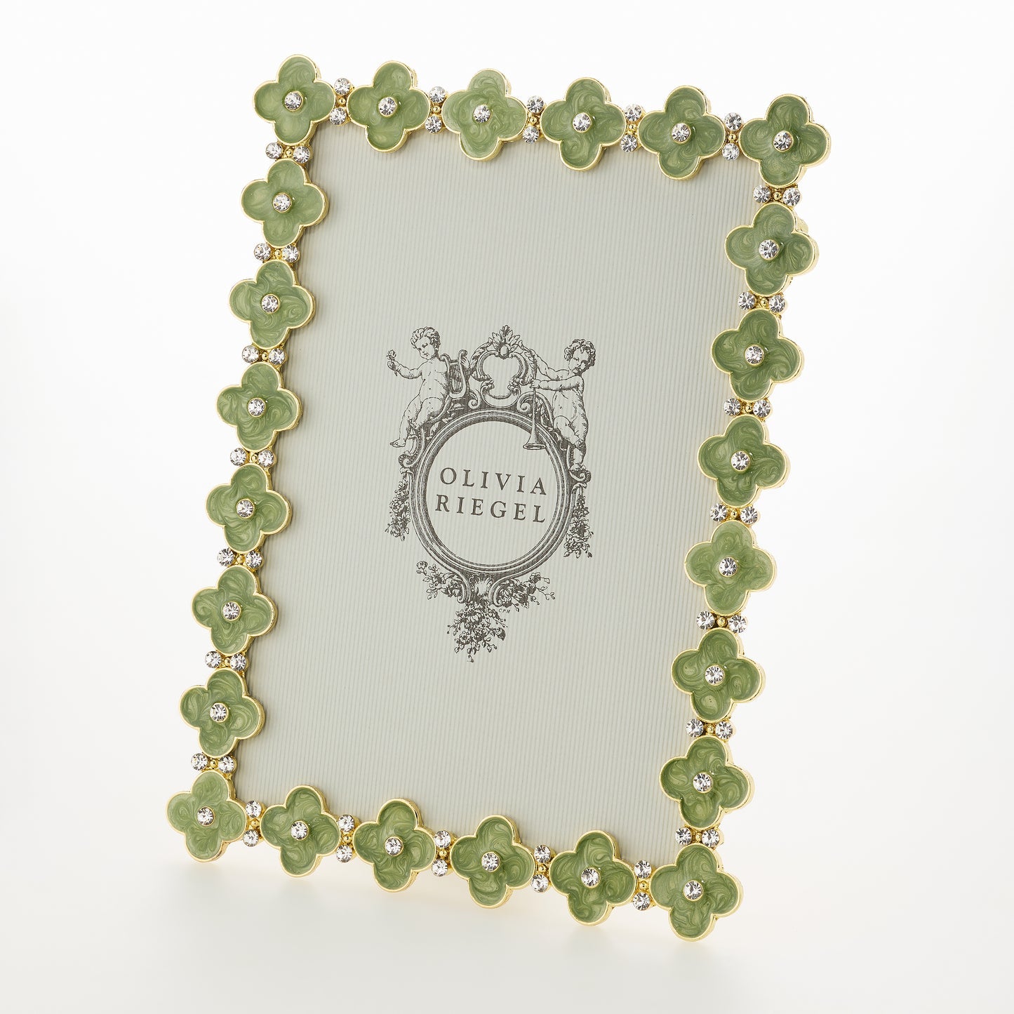 Olivia Riegel Gold Celedon Enamel Clover 5" x7" Picture Frame