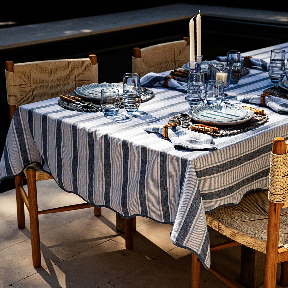 An image of Juliska Cabana Stripe Tablecloth