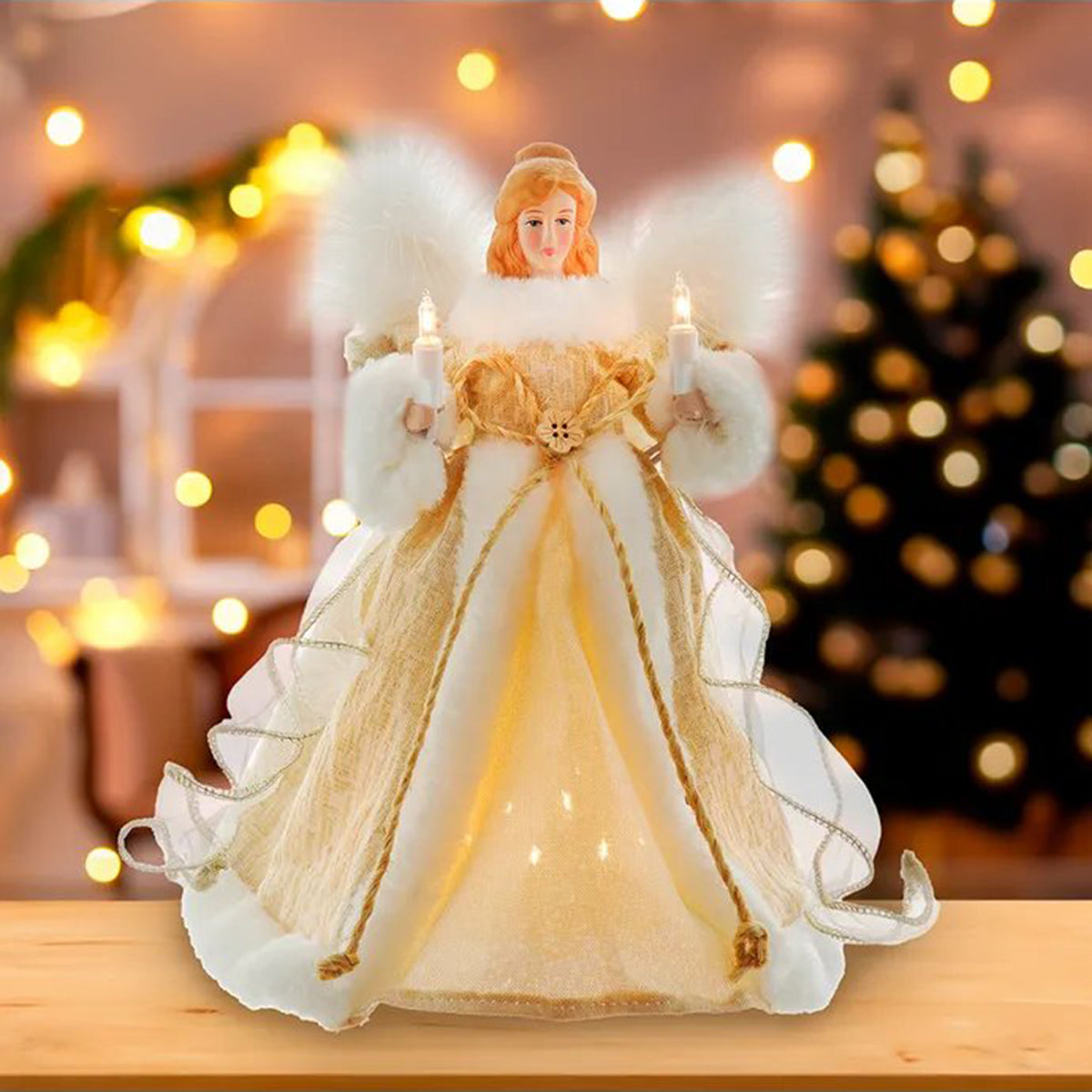 Kurt Adler 10-Light Natural Angel Treetop