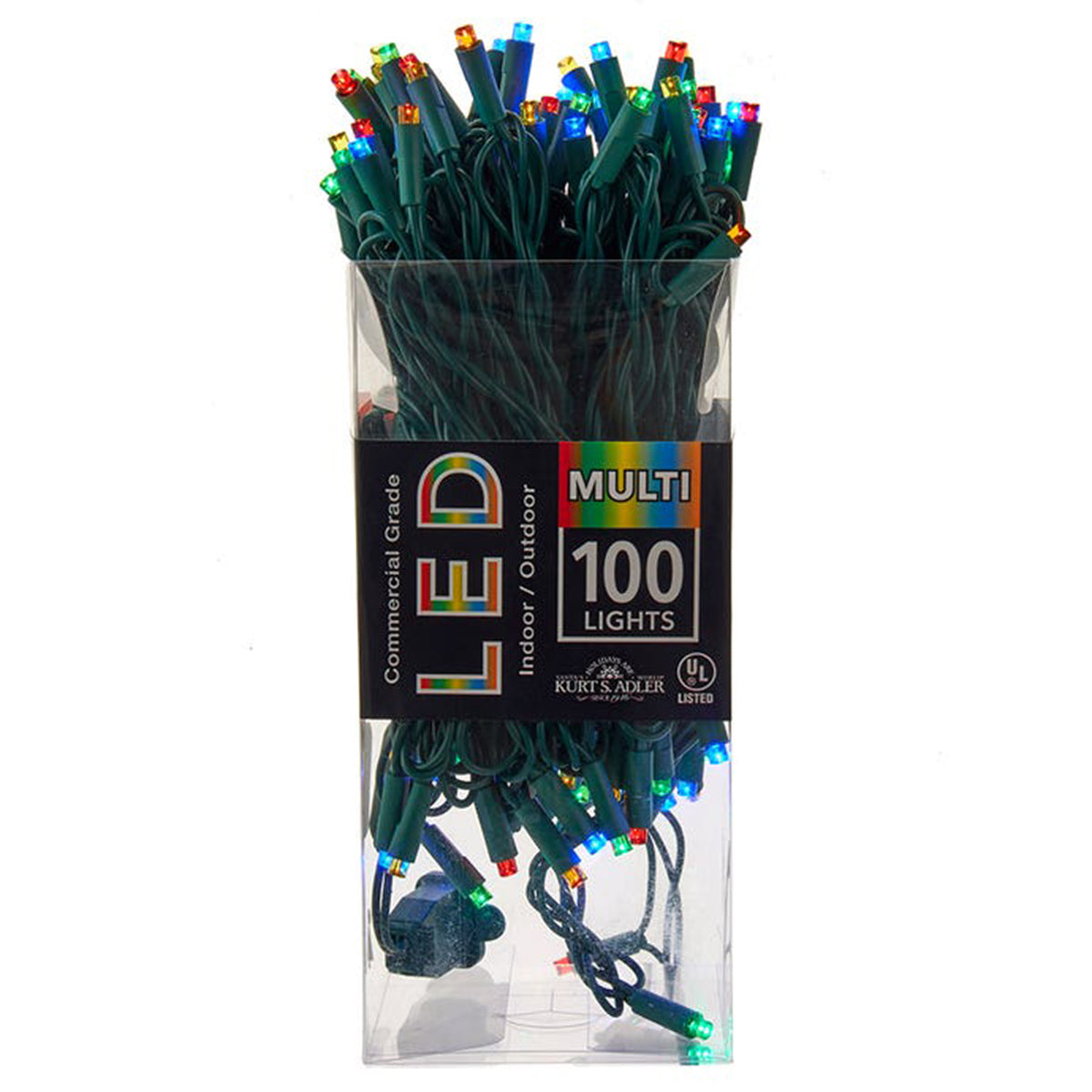 An image of Kurt Adler UL 100-Light LED Green Wire Light Set - 50ft