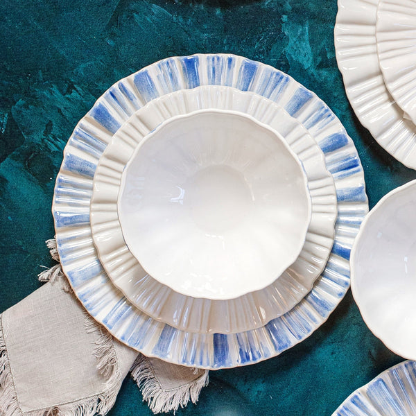 An image of Vietri Bari Blue and White European Dinner Plate
