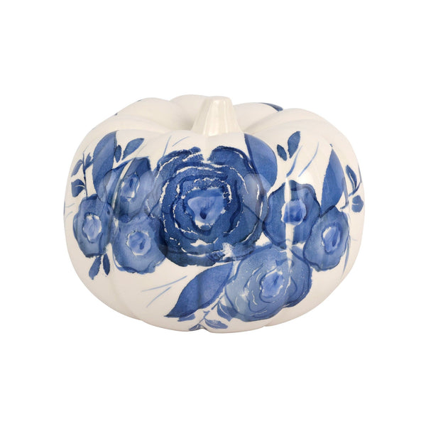 Viva by Vietri Blue Camellia Figural Pumpkin