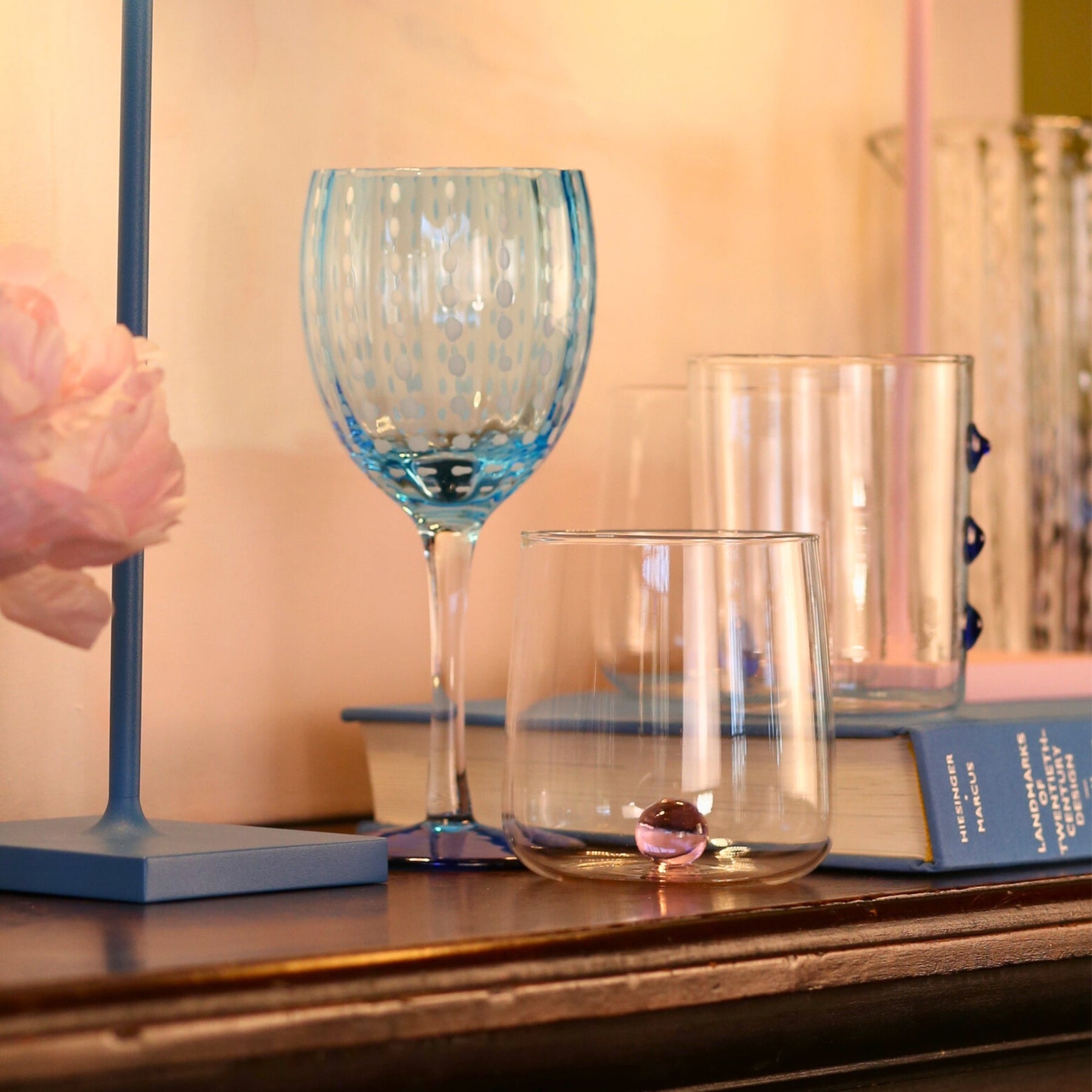 An image of Zafferano America Set of 2 Perle Wine Goblet